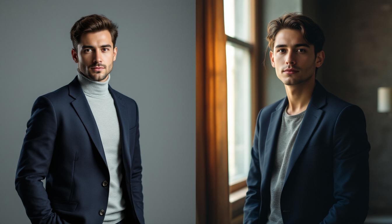 Split-screen comparison showing an AI-generated headshot next to the original person's photo, illustrating the identity gap