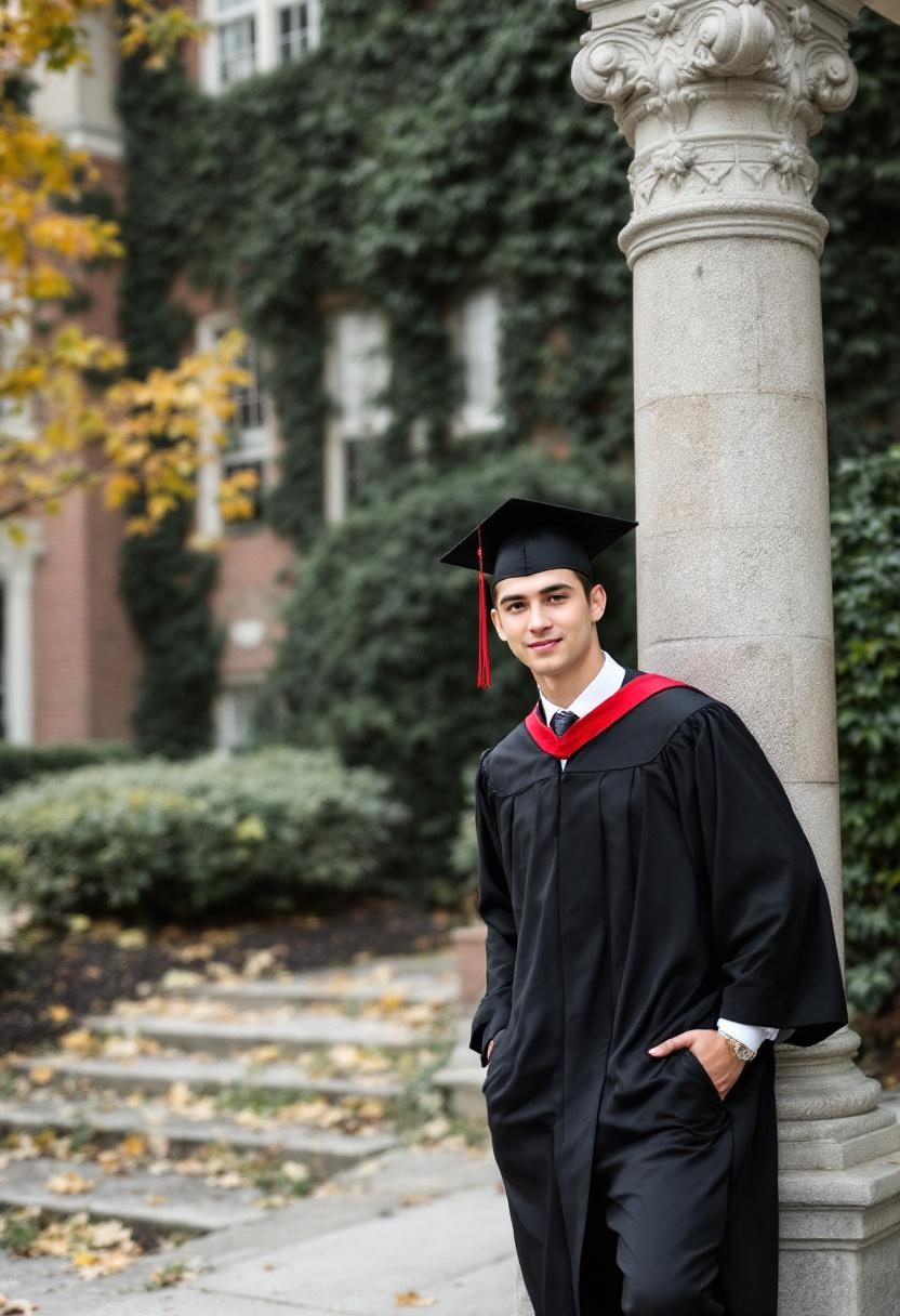 Campus backdrop graduation photo