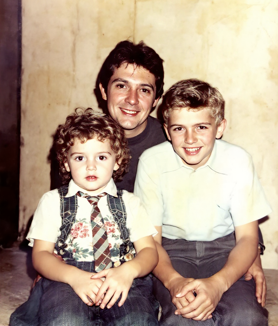 After: Vintage wedding photo before and after AI restoration