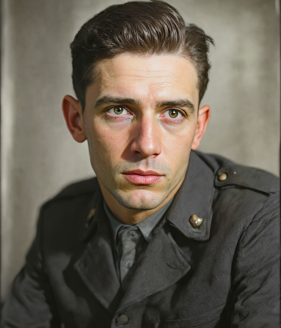 After: Old family group photo before and after AI restoration